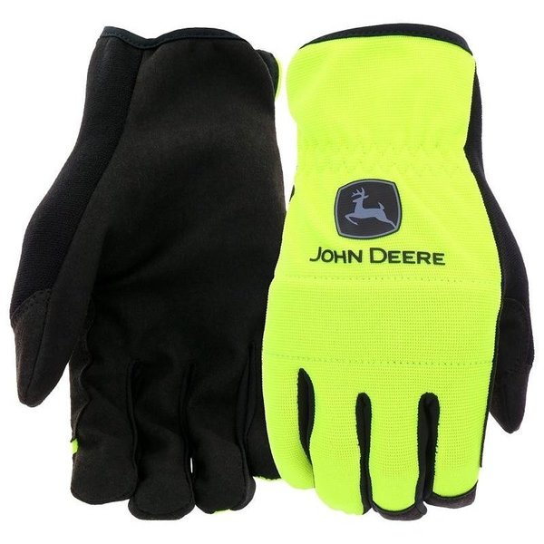 John Deere HighDexterity Work Gloves, Men's, L, Reinforced Thumb, Shirred Cuff, SpandexSynthetic Leather JD86018-L